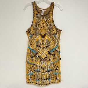 Diane Von Furstenberg Medium Large 70s Style Dress Mini Beaded Racerback Summer